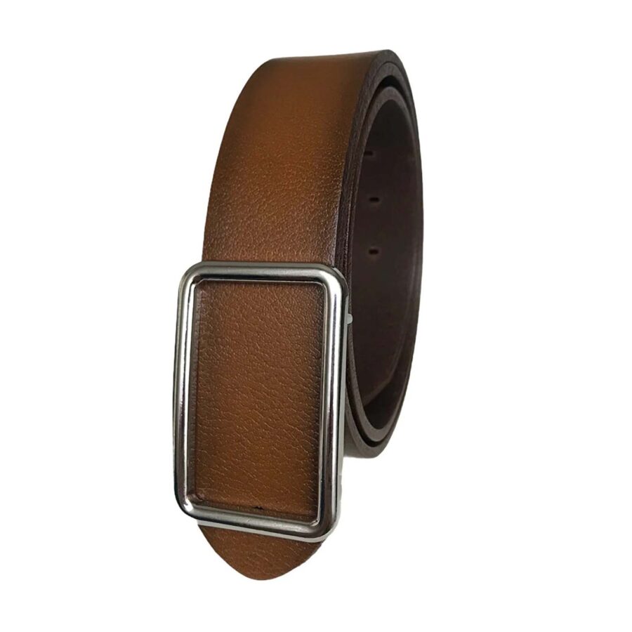 brown mens denim belt with silver buckle 4 Cm GoToka 41