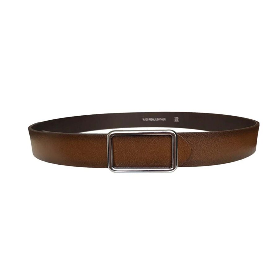 brown mens denim belt with silver buckle 4 Cm GoToka 42