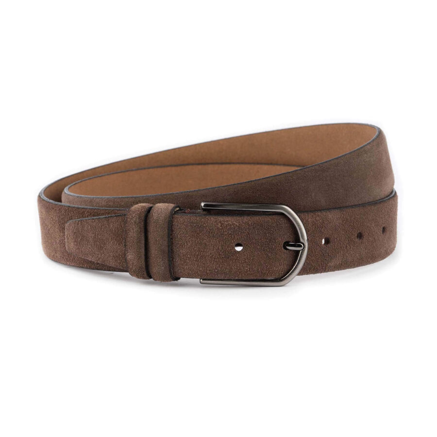 brown suede trendy mens belt real leather 4