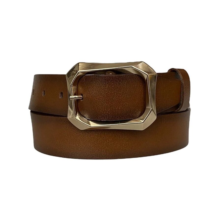 brown womens trendy belt for jeans real leather AN BYN 08 4