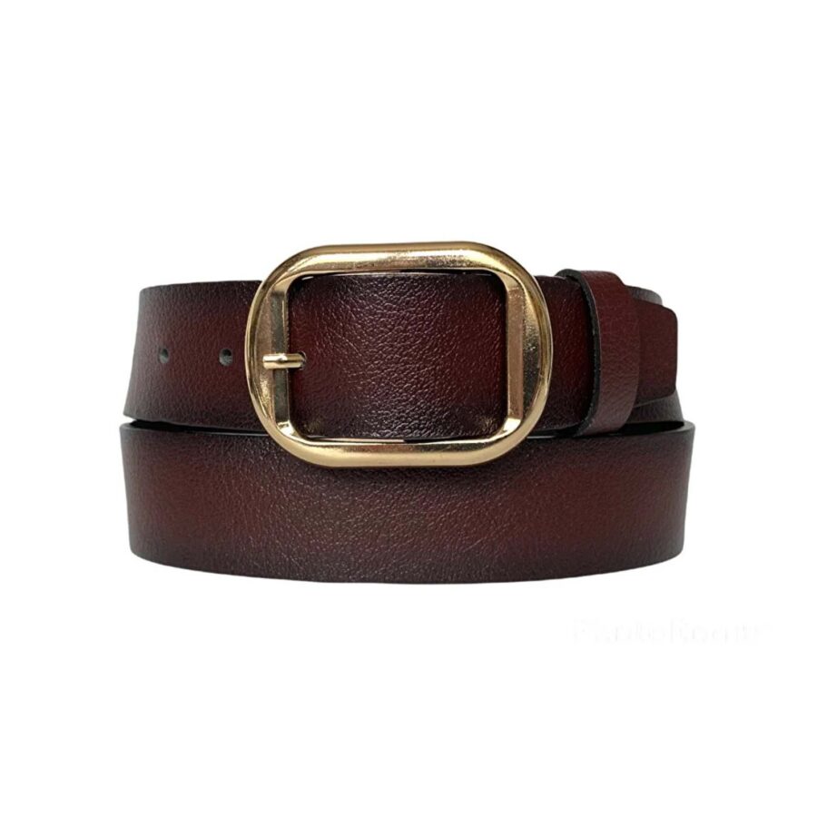 burgundy belt for womens jeans with gold buckle 4 Cm an byn 44 5
