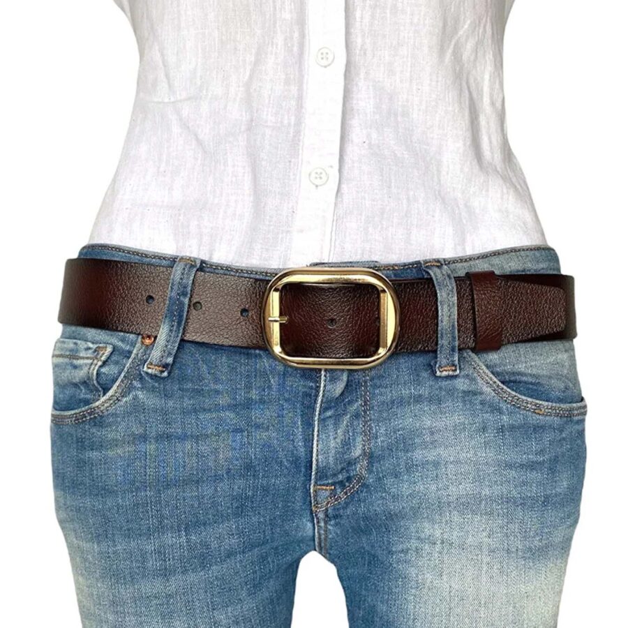 burgundy belt for womens jeans with gold buckle 4 Cm an byn 44 7