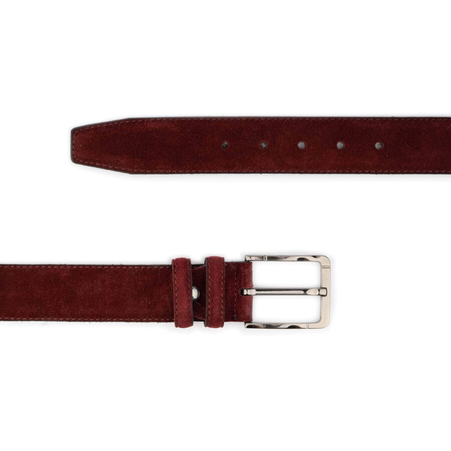 burgundy suede trendy mens belt high quality 3 8 cm 3