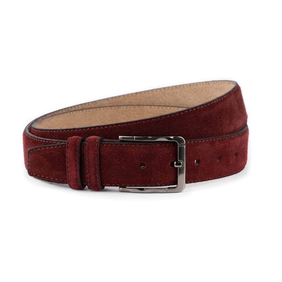 burgundy suede trendy mens belt high quality 3 8 cm 4