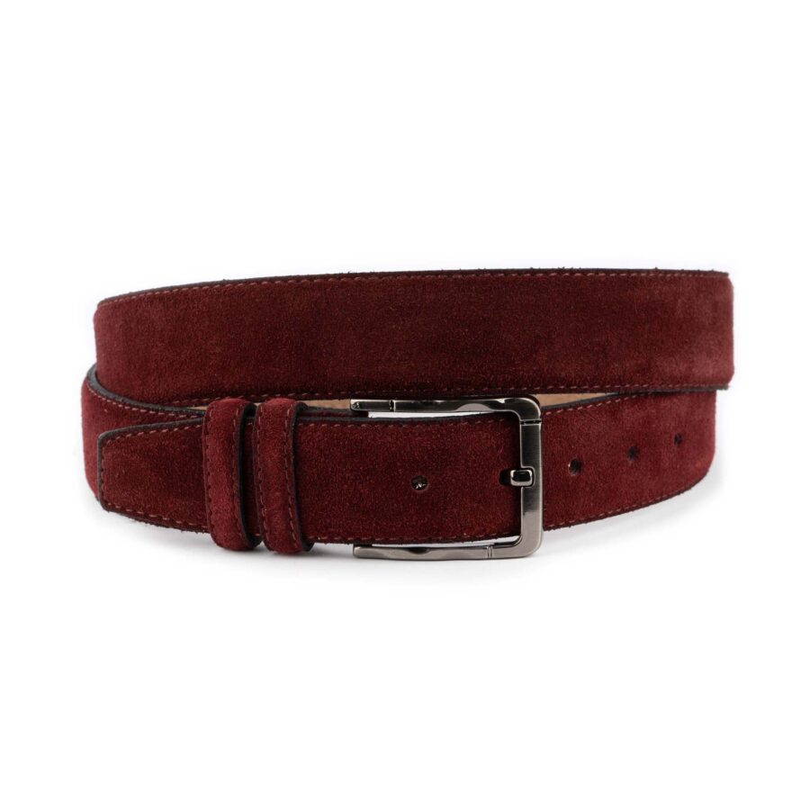 burgundy suede trendy mens belt high quality 3 8 cm 5