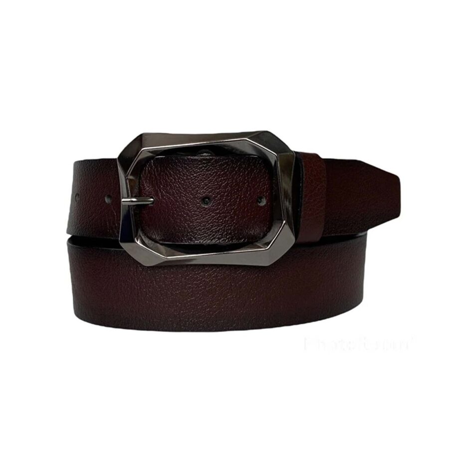 burgundy womens leather belt for jeans 4 0 cm AN BYN 07 22