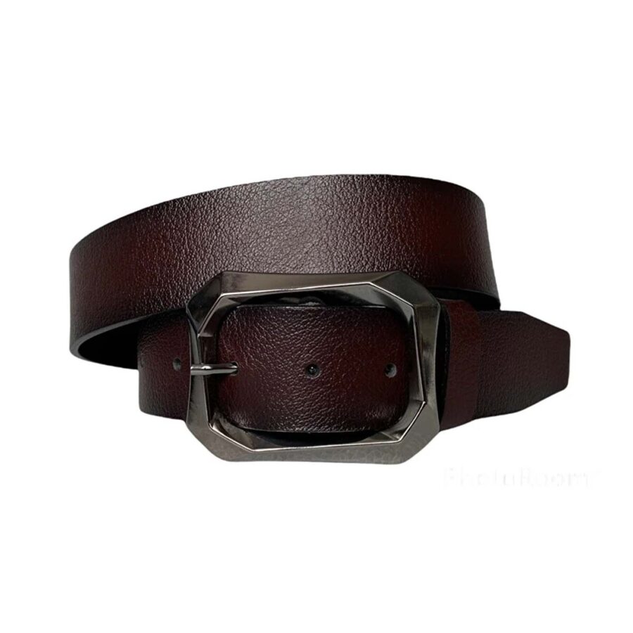 burgundy womens leather belt for jeans 4 0 cm AN BYN 07 23