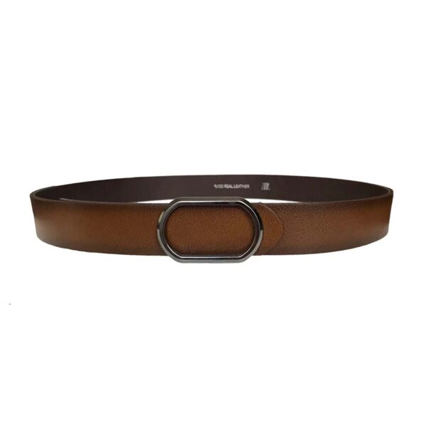 casual belts for men tan leatehr rounded buckle 4 Cm GoToka 3