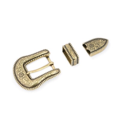 cowgirl belt buckle small antique gold 3 piece set 1 WESBRON25PC3ALI USD15