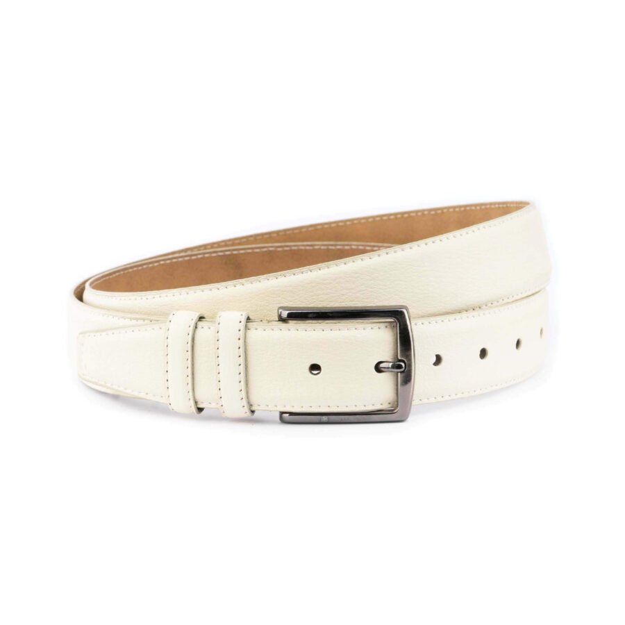 creme leather belt genuine leather 4