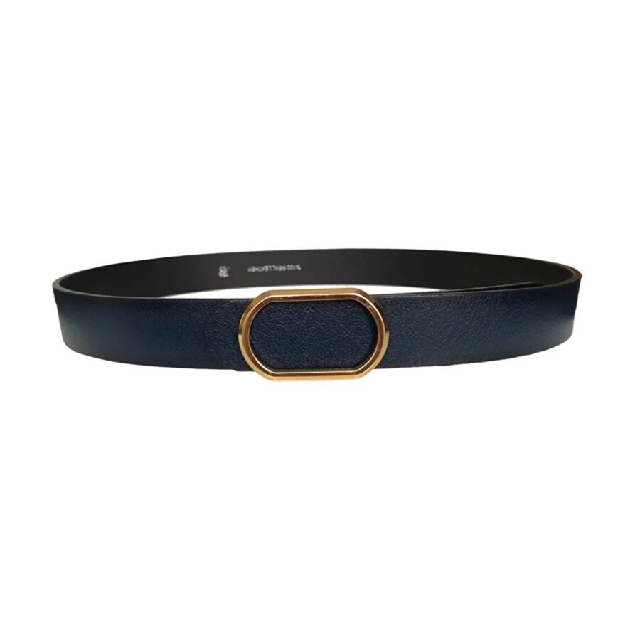 dark blue denim belt buckle gold real leather 4 Cm GoToka 30