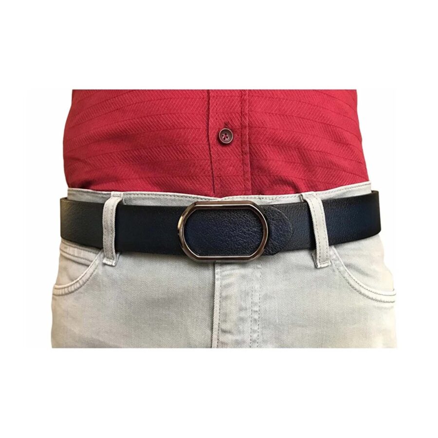 dark blue quality leather belt for jeans 4 Cm GoToka 25
