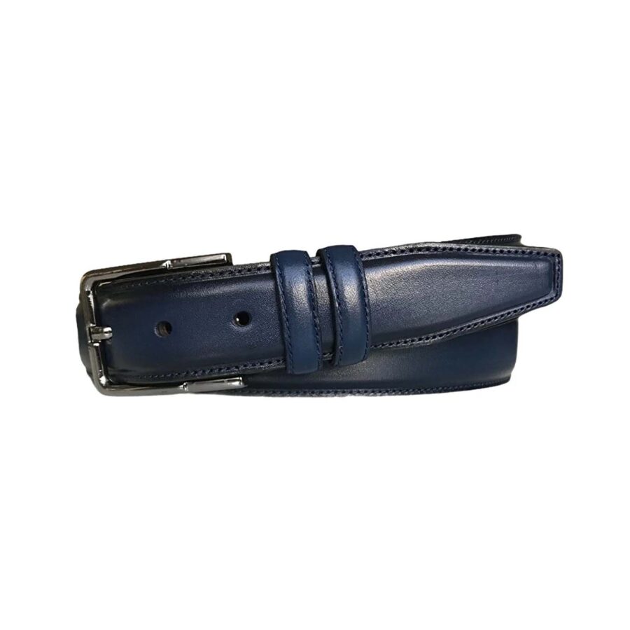 dark blue simple leather belt for men 3lu KLA 11