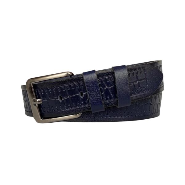 dark blue thick leather belt crocodile emboss 4 5 cm 3LU PRE KROKO 4 copy 2