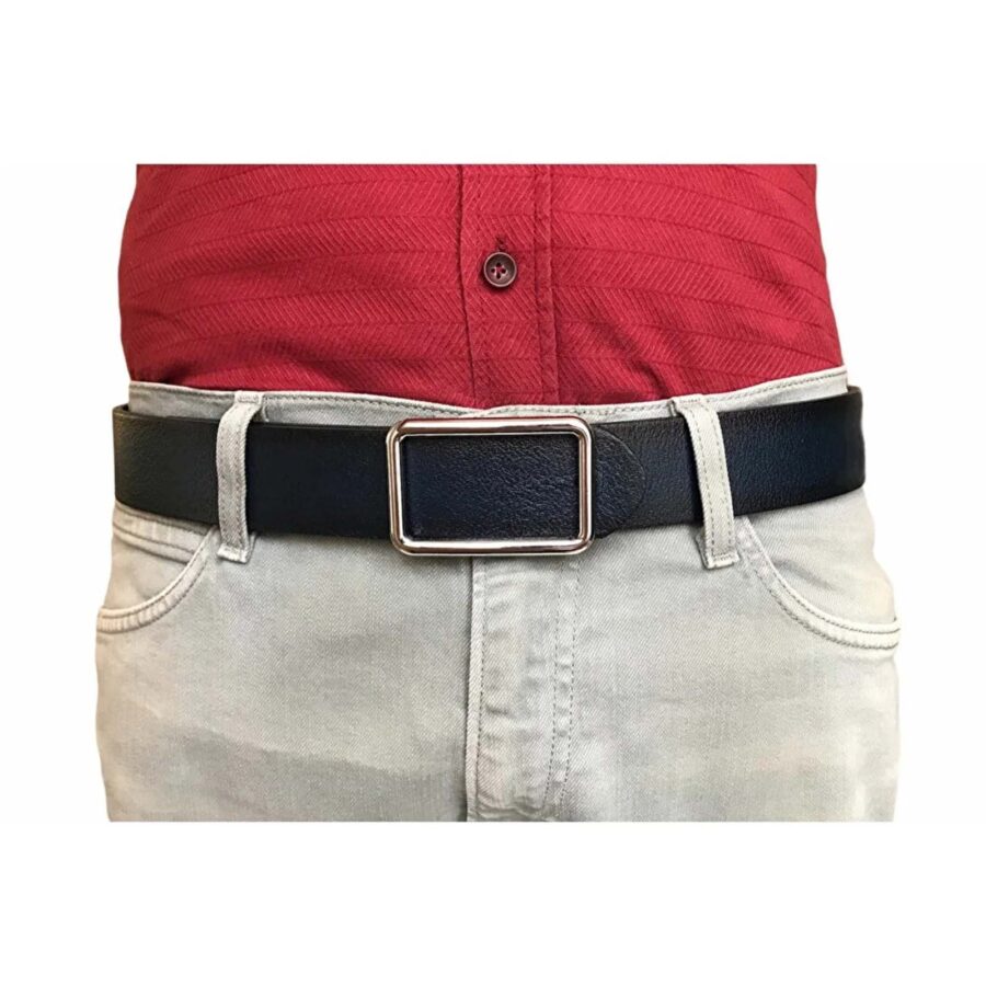 dark blue trendy mens belts for jeans wide 4 Cm GoToka 13