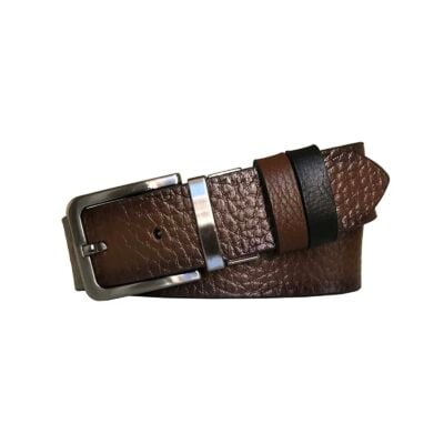 double sided belt for men top quality leather brown black DK CIFT KASI 4CM 2