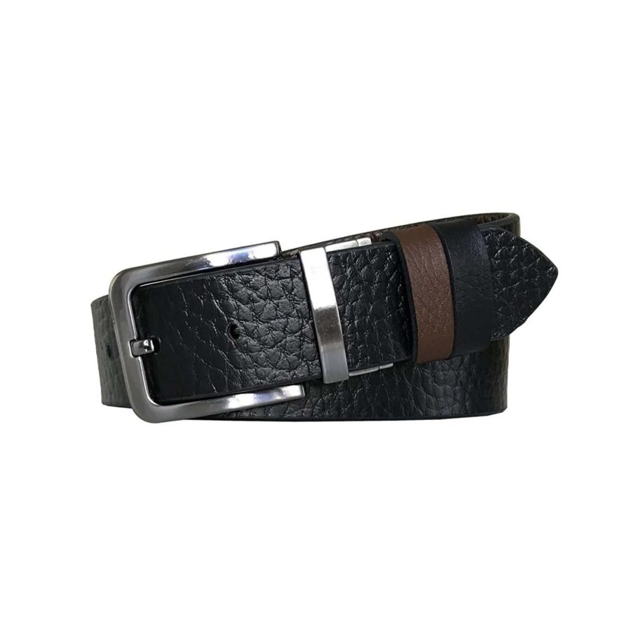 double sided belt for men top quality leather brown black DK CIFT KASI 4CM 3