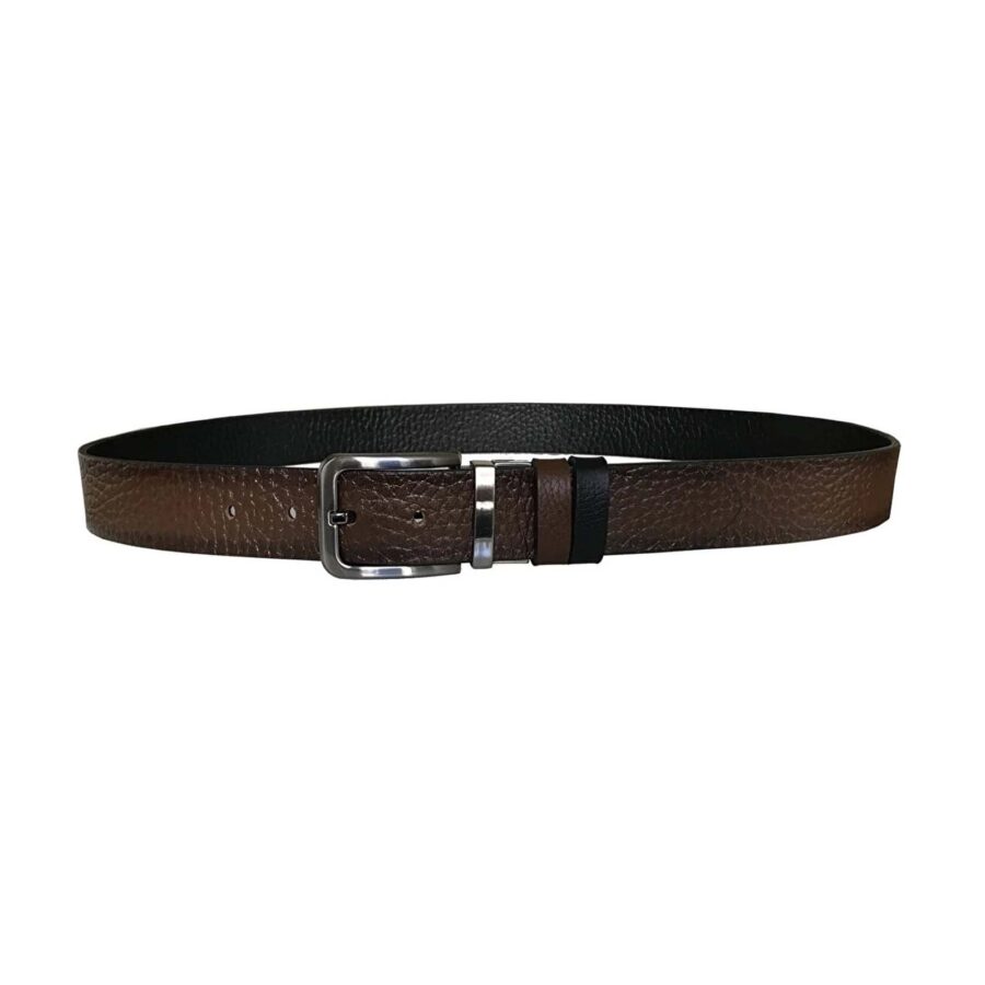 double sided belt for men top quality leather brown black DK CIFT KASI 4CM 6