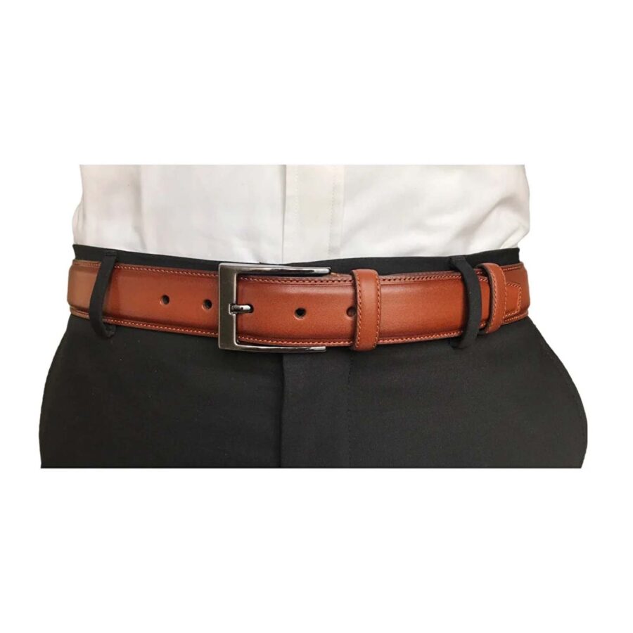 dress pants belt for men tan leather 4lu KLA DIKIS 3