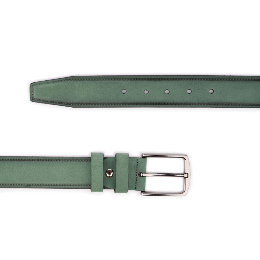 emerald green nubuck leather belt for men 3 8 cm 3