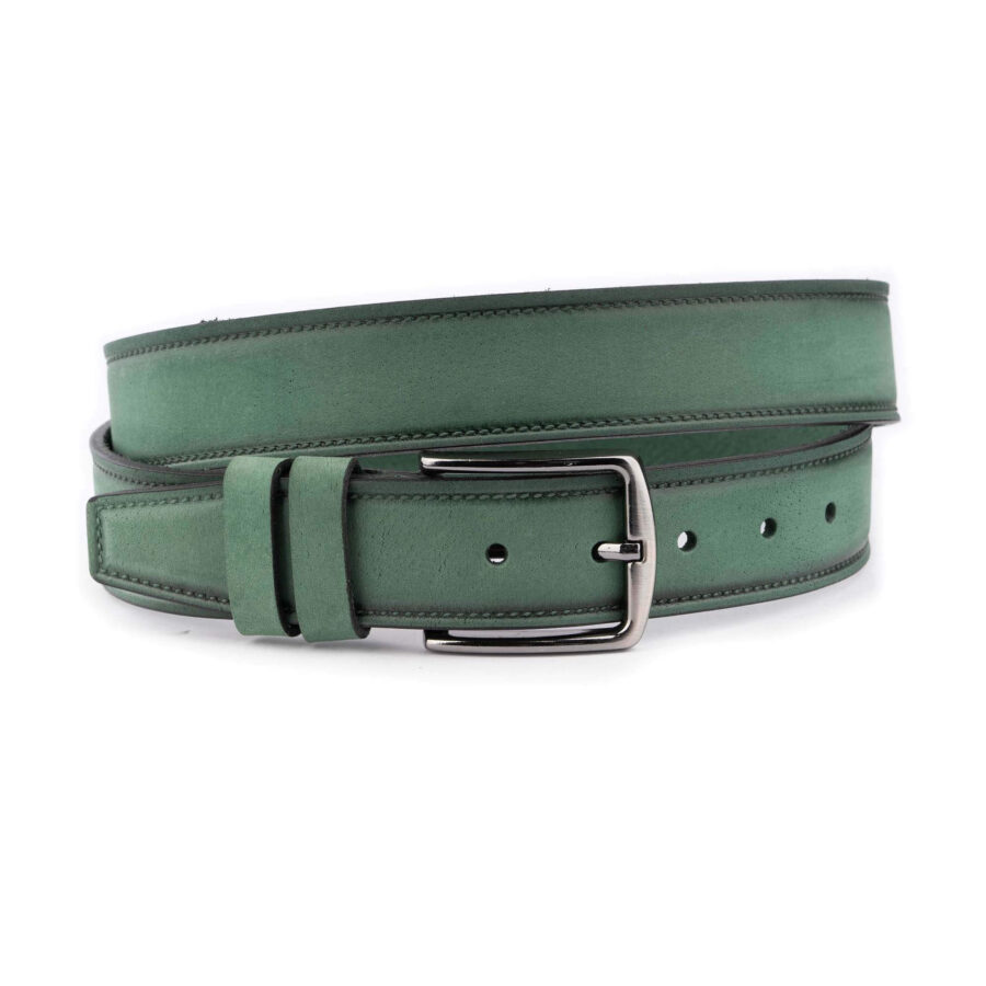 emerald green nubuck leather belt for men 3 8 cm 4