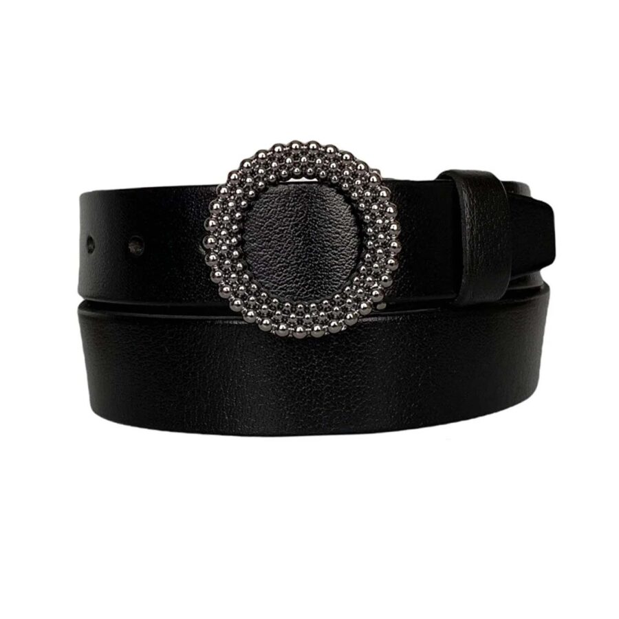 fashion belt round buckle black calfskin an byn 58 1