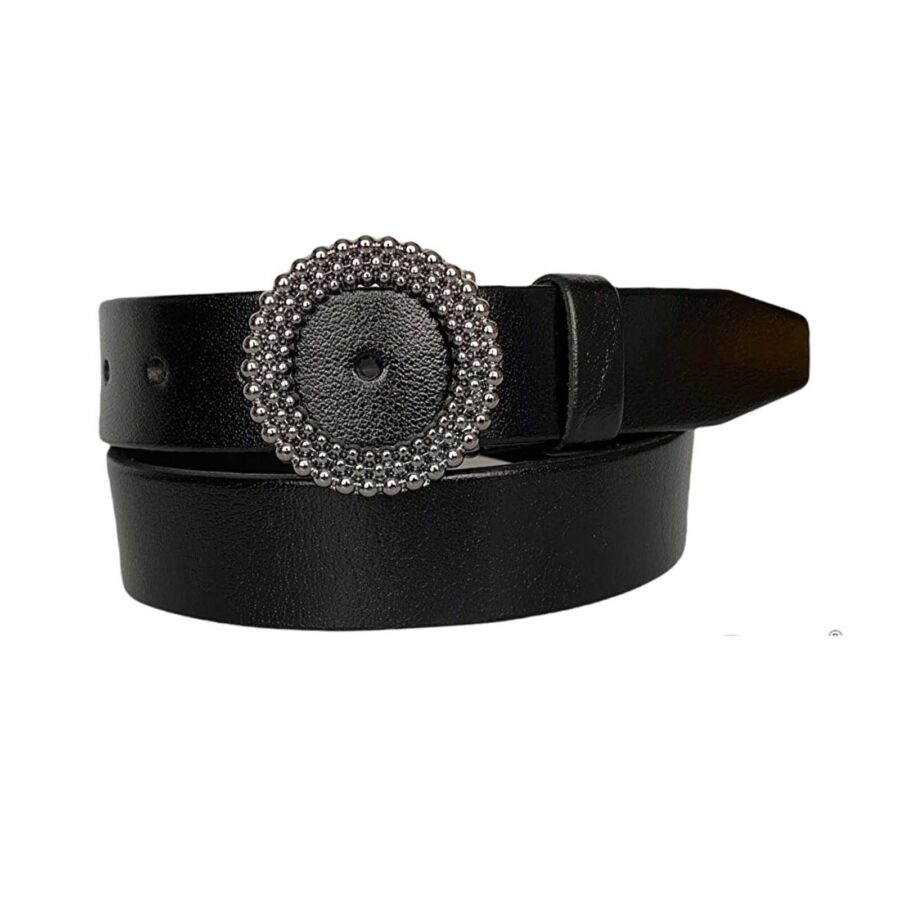 fashion belt round buckle black calfskin an byn 58 2