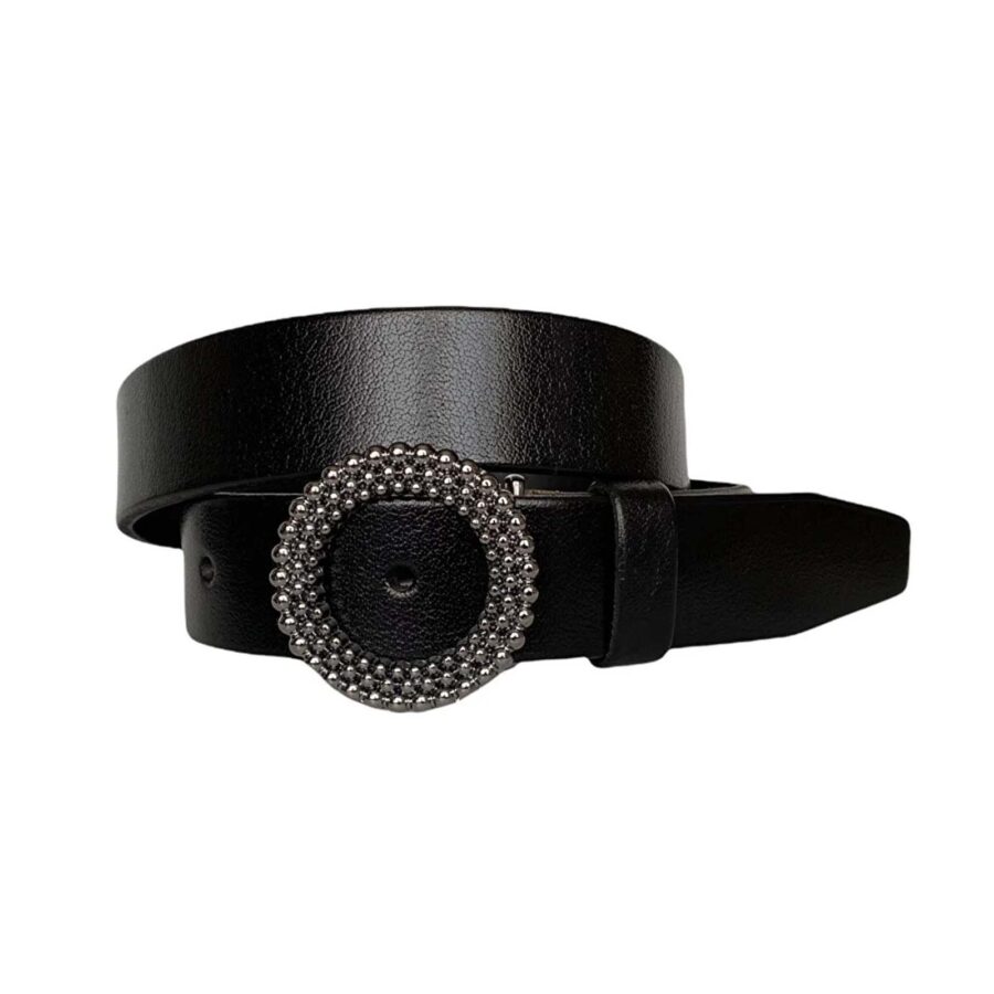 fashion belt round buckle black calfskin an byn 58 3