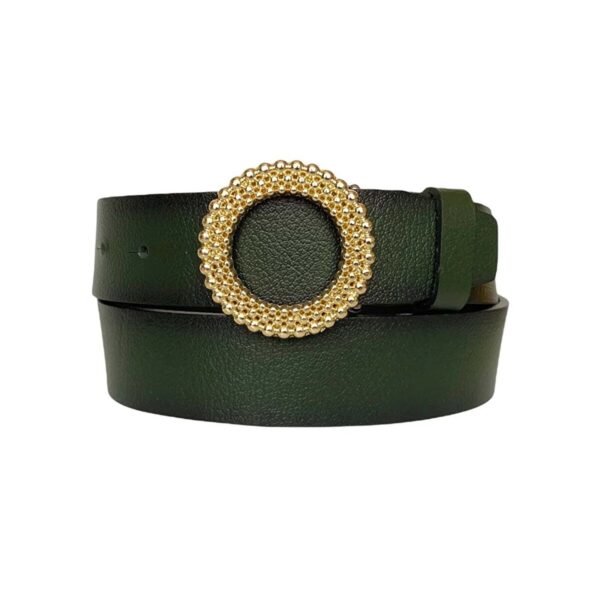 fashion belt round gold buckle green calfskin an byn 59 1