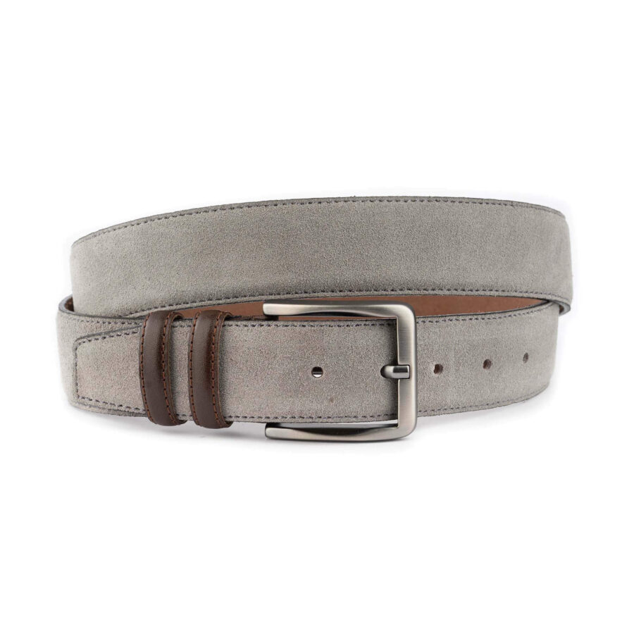 fashion belts mens gray suede leather brown loops 3 8 cm 4