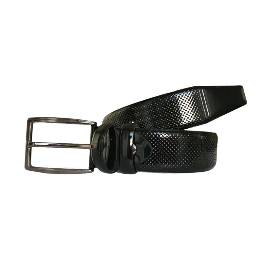 gents belt black patent leather dotted texture 2li 115 118 4
