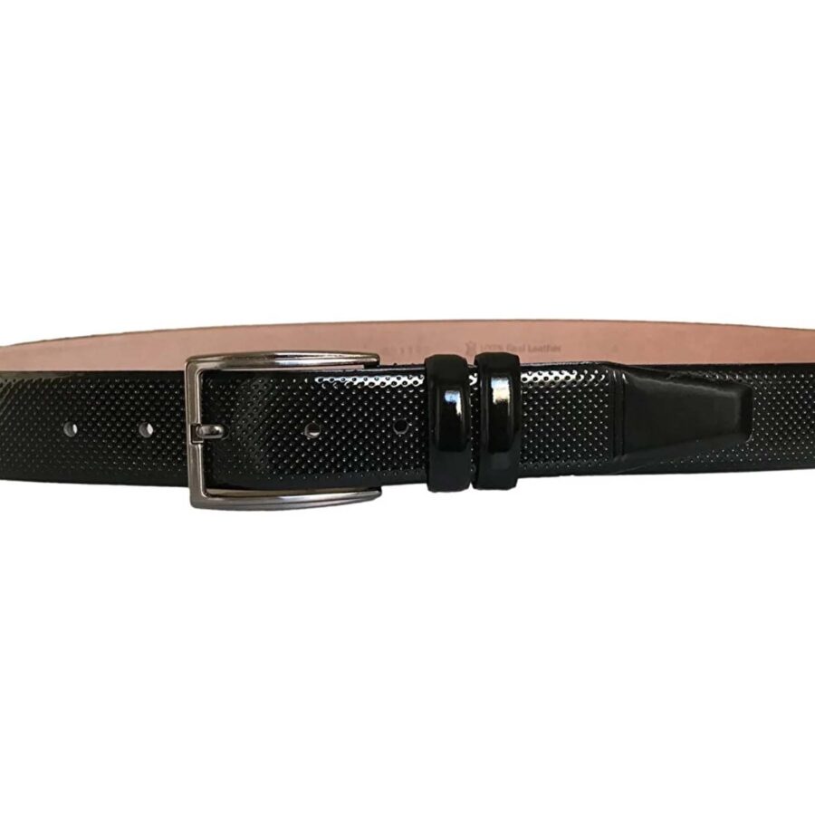 gents belt black patent leather dotted texture 2li 115 118 5