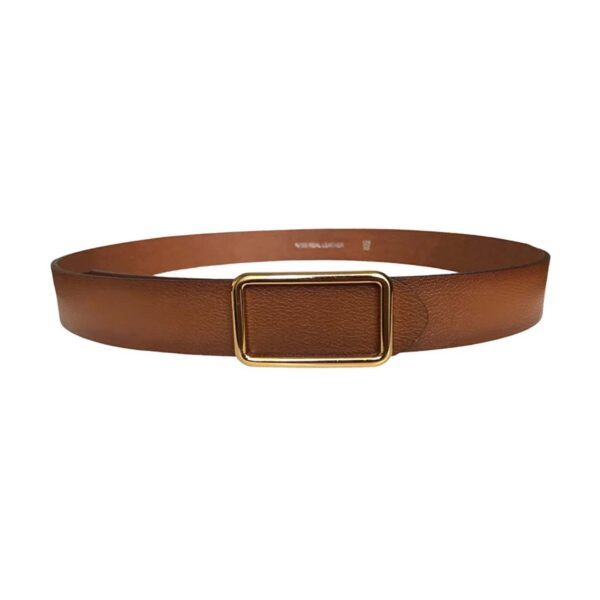 gents brown belt gold buckle for jeans 4 Cm GoToka 36