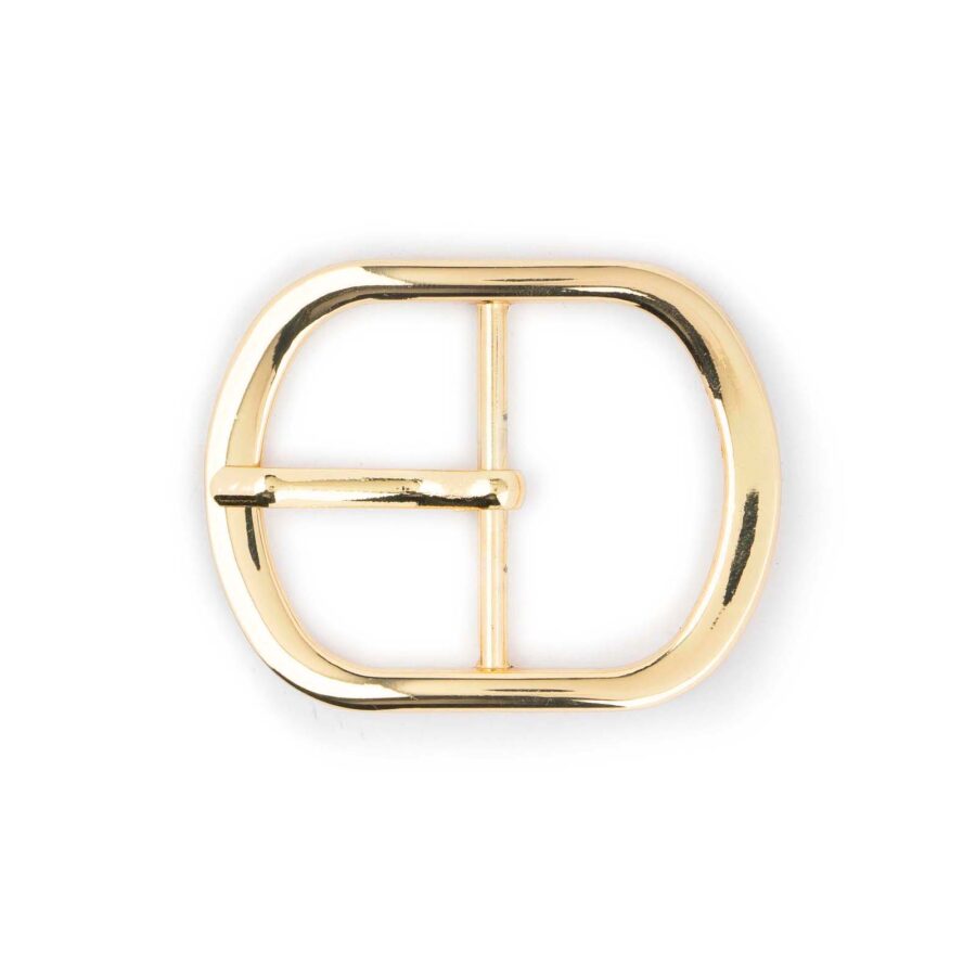 gold center bar belt buckle slim oval 2