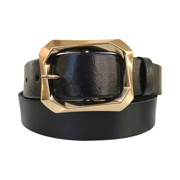 good black belt with gold buckle womens 1 1 2 inch AN BYN 08 8