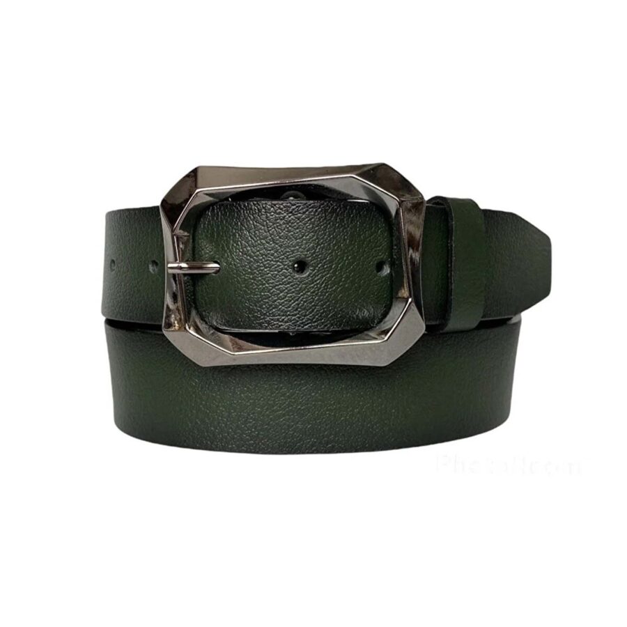 green leather belt for women jean stylish buckle AN BYN 07 12