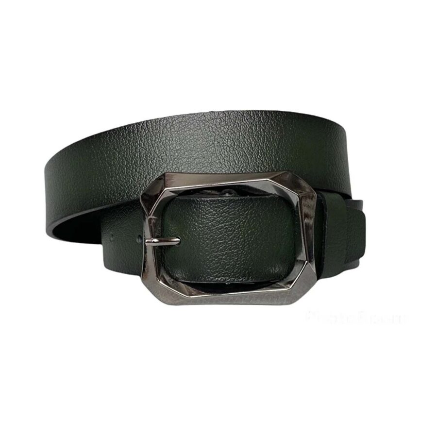 green leather belt for women jean stylish buckle AN BYN 07 13