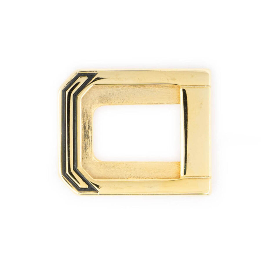 italian golden belt buckle removable with black lines 4