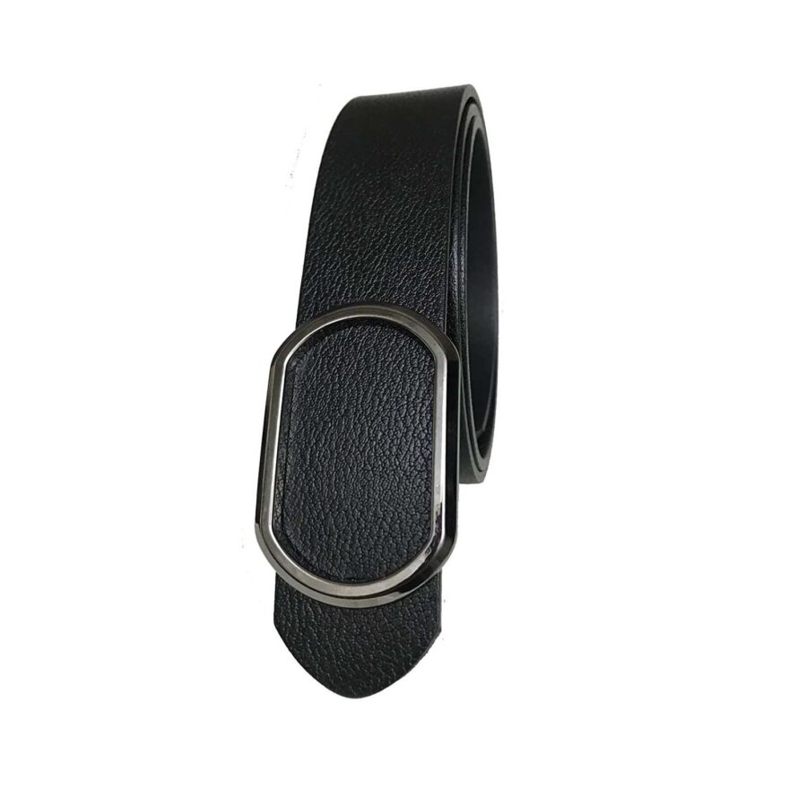 jean mens belt removable buckle black leather black gents jeans belt with silver buckle wide 4 Cm GoToka 47