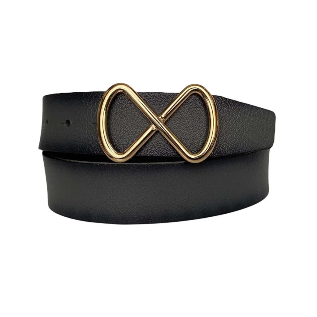 Buy Ladies Belt With Gold Infinity Buckle Gray Genuine Leather ...