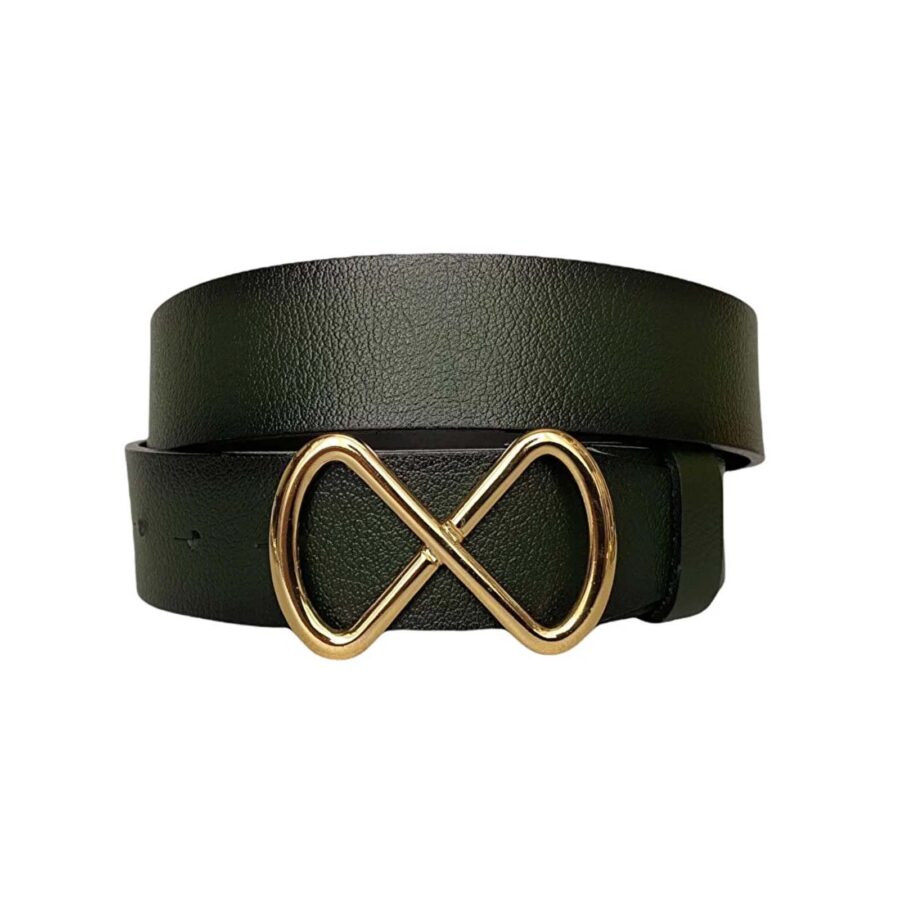 ladies belt with gold infinity buckle green genuine leather an byn 42 4