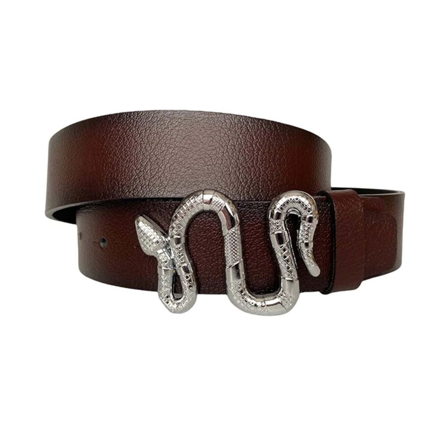 ladies belt with silver snake buckle burgundy genuine leather an byn 46 11