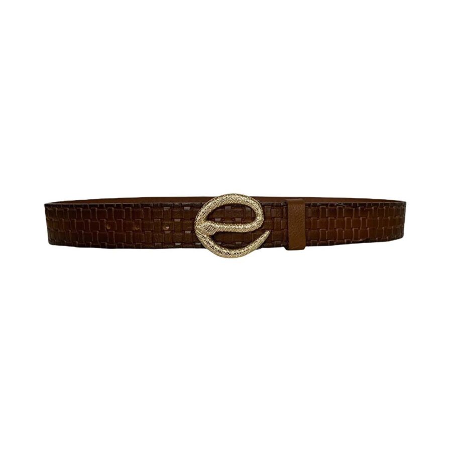 ladies fashion belt snake bcukle cognac real leather an byn 49 7