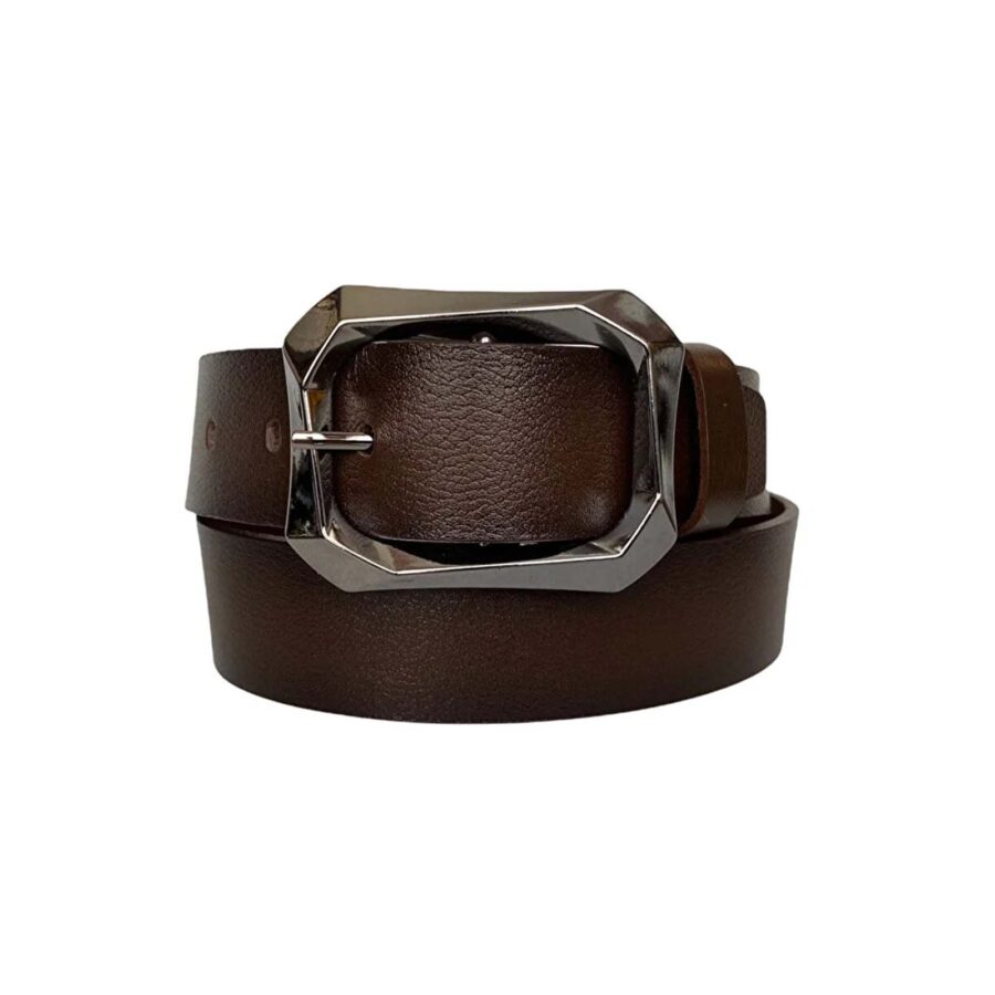 lady leather belt for jeans silver buckle 4 0 cm wide AN BYN 07 9