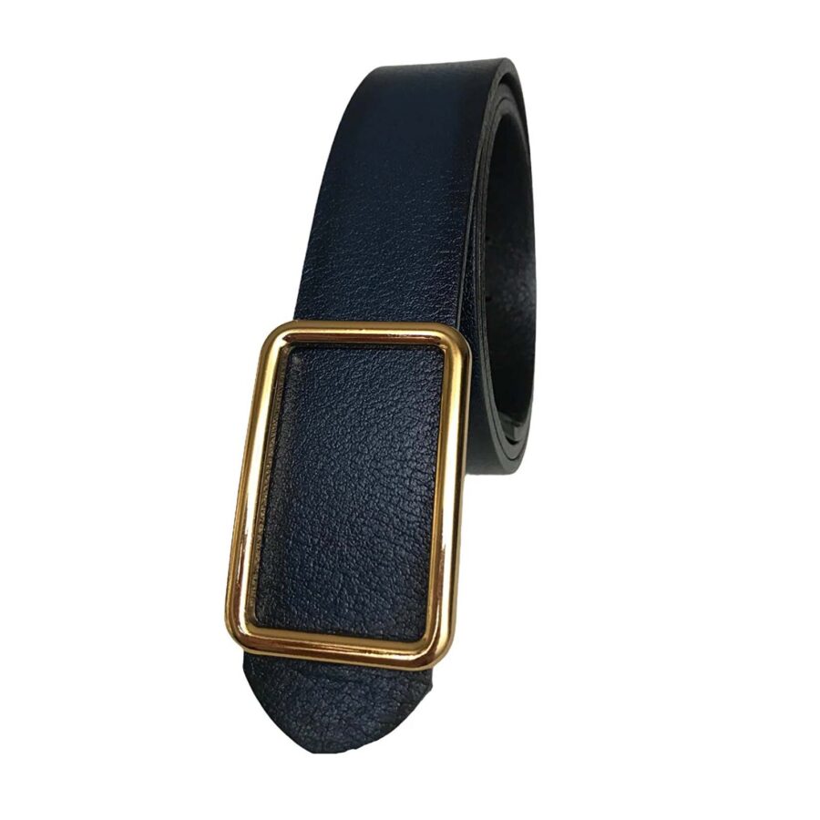 male blue belt with gold buckle for jeans 4 Cm GoToka 32