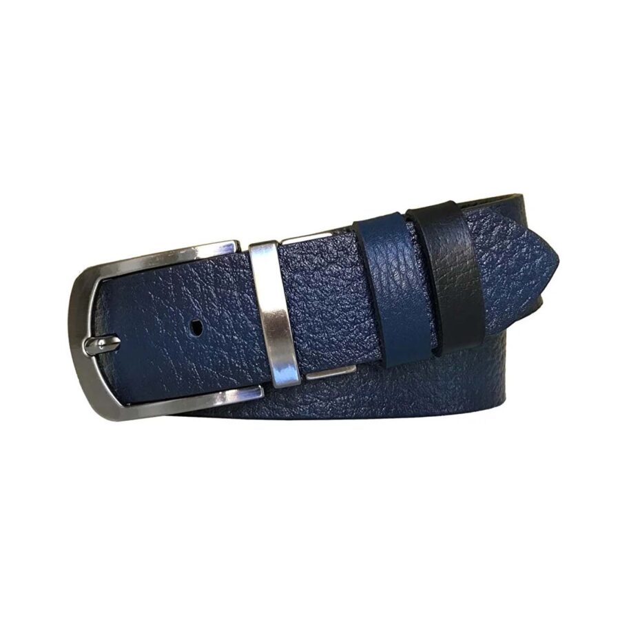 male reversible belt blue black real leather 4 0 cm DK CIFT LASI 4CM 2