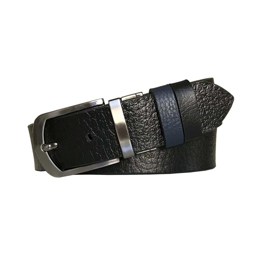 male reversible belt blue black real leather 4 0 cm DK CIFT LASI 4CM 3