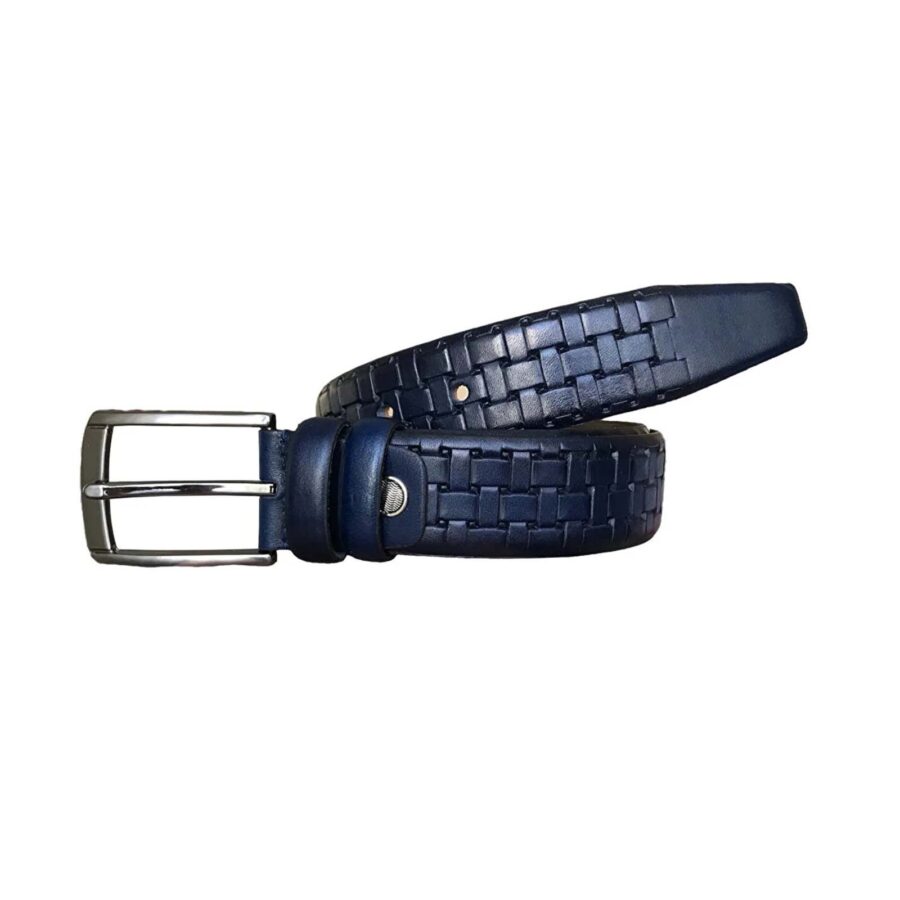 mens belt for suit dark blue woven texture 2li 111 113 4