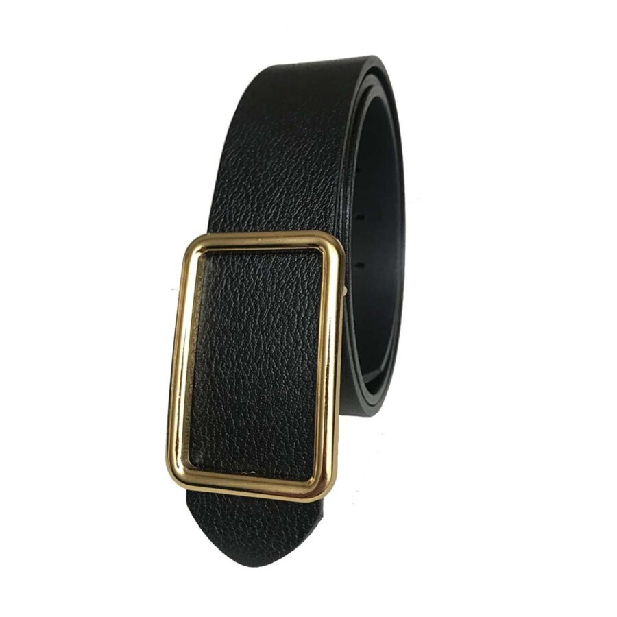 mens black and gold buckle belt for jeans 4 0 cm 4 Cm GoToka 38