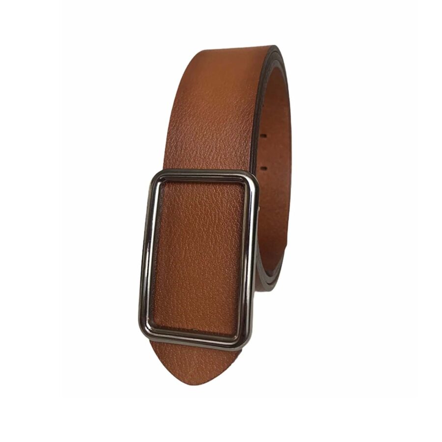 mens brown leather belt with buckle casual 4 Cm GoToka 50